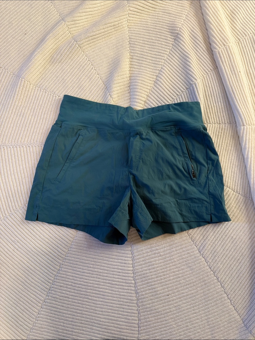 Athleta Teal Athletic Shorts with Zipper Pockets